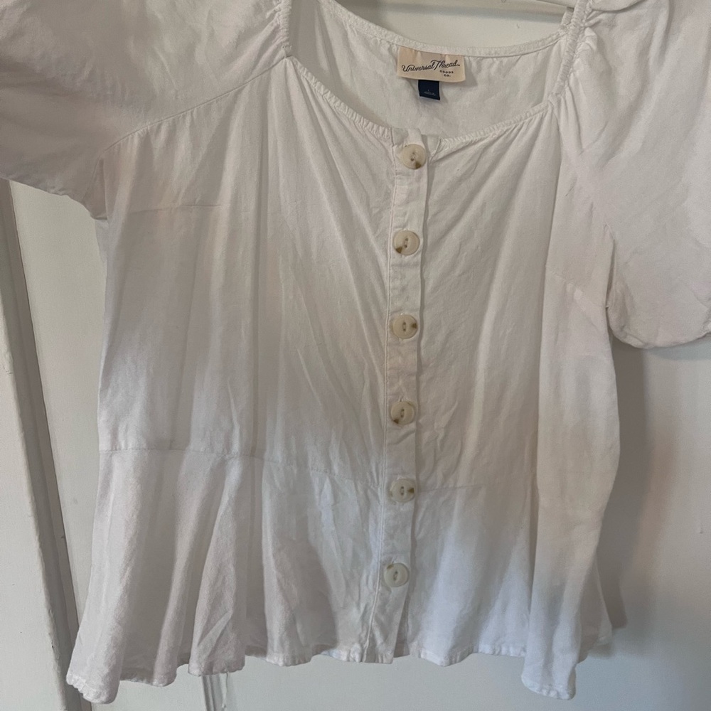 Universal Thread Cream Button-Front Blouse - Picture 2 of 4